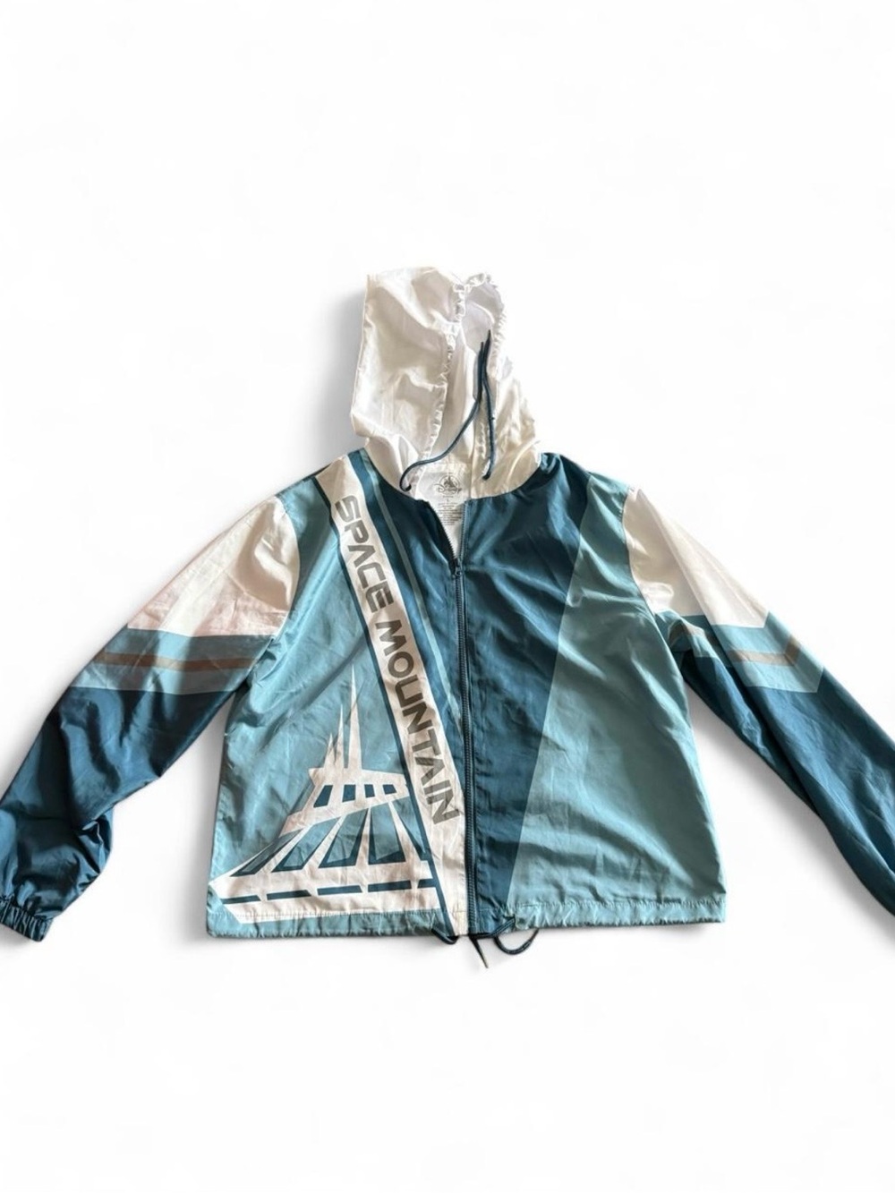 Unisex Disney Hooded Windbreaker Space Mountain Jacket - Teal & White